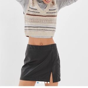American Eagle Black Leather Mini Skort